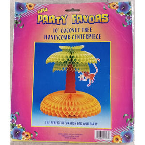 Luau Party Favors 10" Coconut Tree Honeycomb Centerpiece